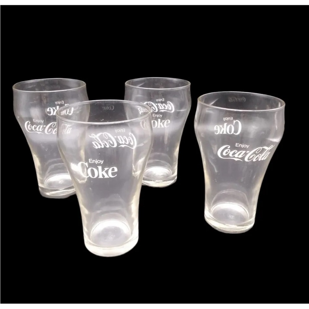 Coca-Cola Glasses Enjoy Coke Vintage Clear White Letters (Set of 5)